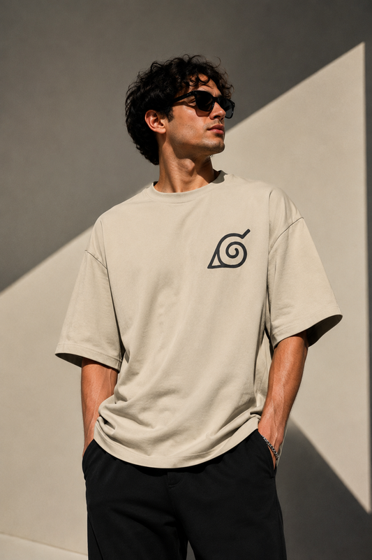 B/w Naruto Oversized Tshirt
