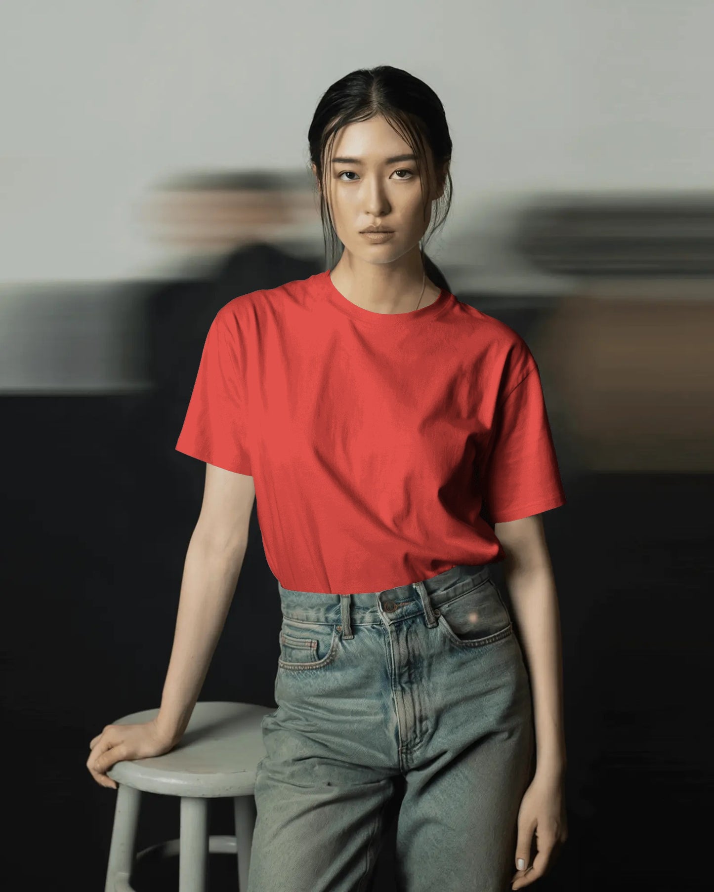 Coral Red Regular Women T-Shirt