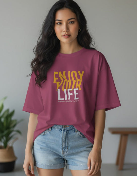 Enjoy your life burgundy tshirt