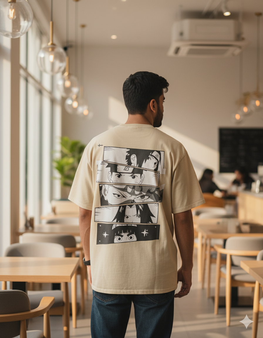 B/w Naruto Oversized Tshirt