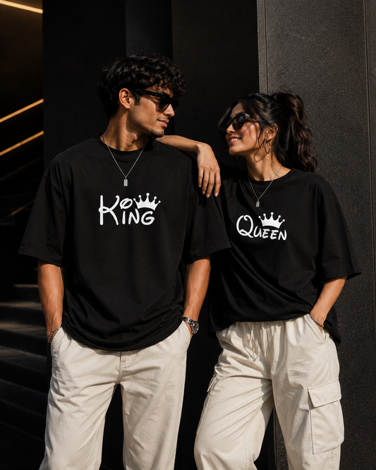 King & Queen Couple T-shirt Combo (Set of 2)