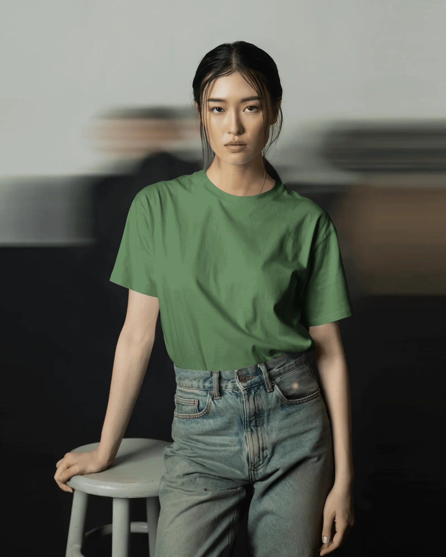Olive Green Regular Women T-Shirt