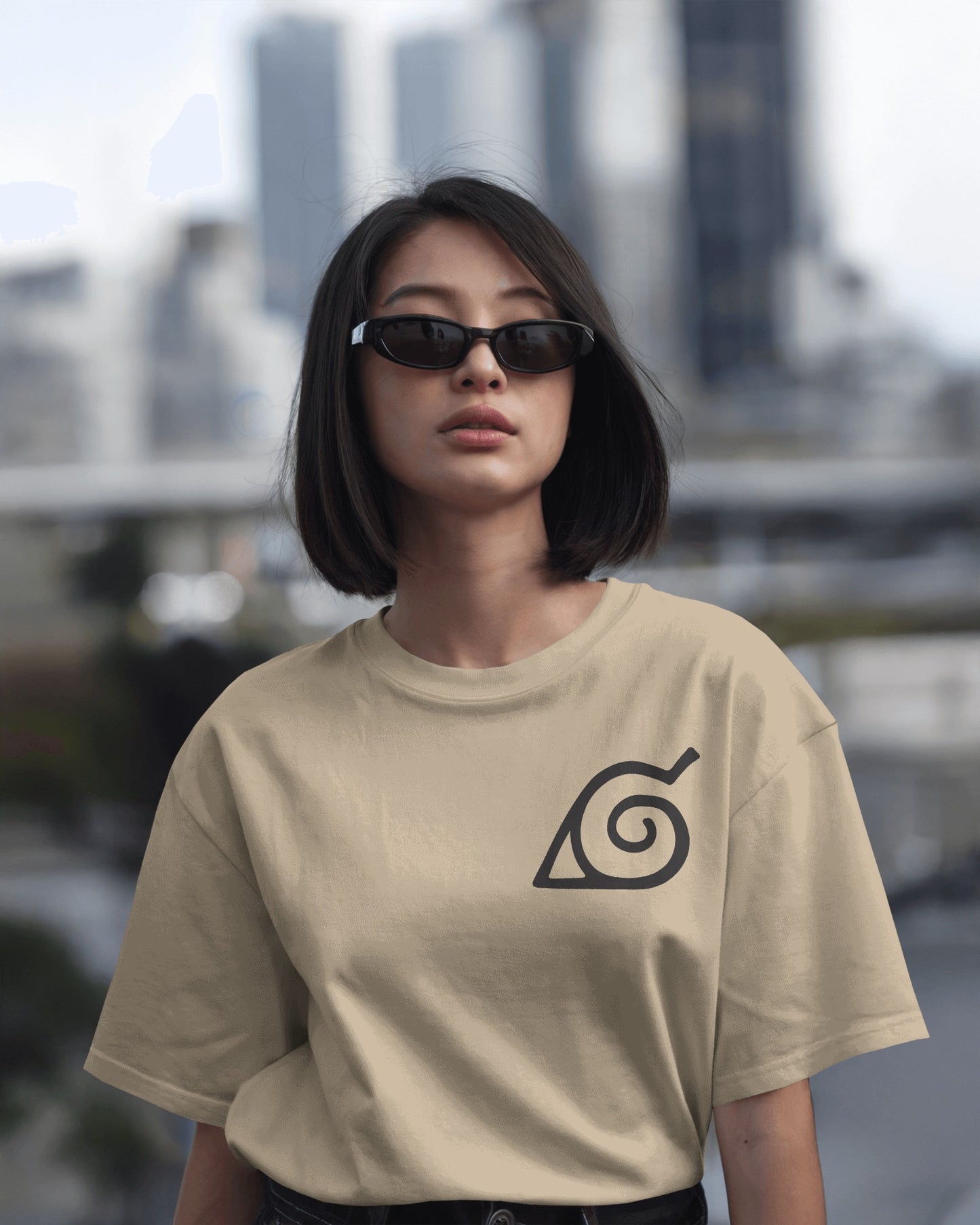 B/w Naruto Women Oversized Tshirt