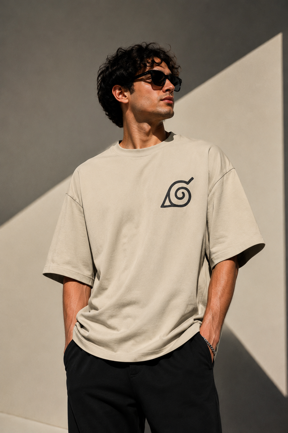 B/w Naruto Oversized Tshirt