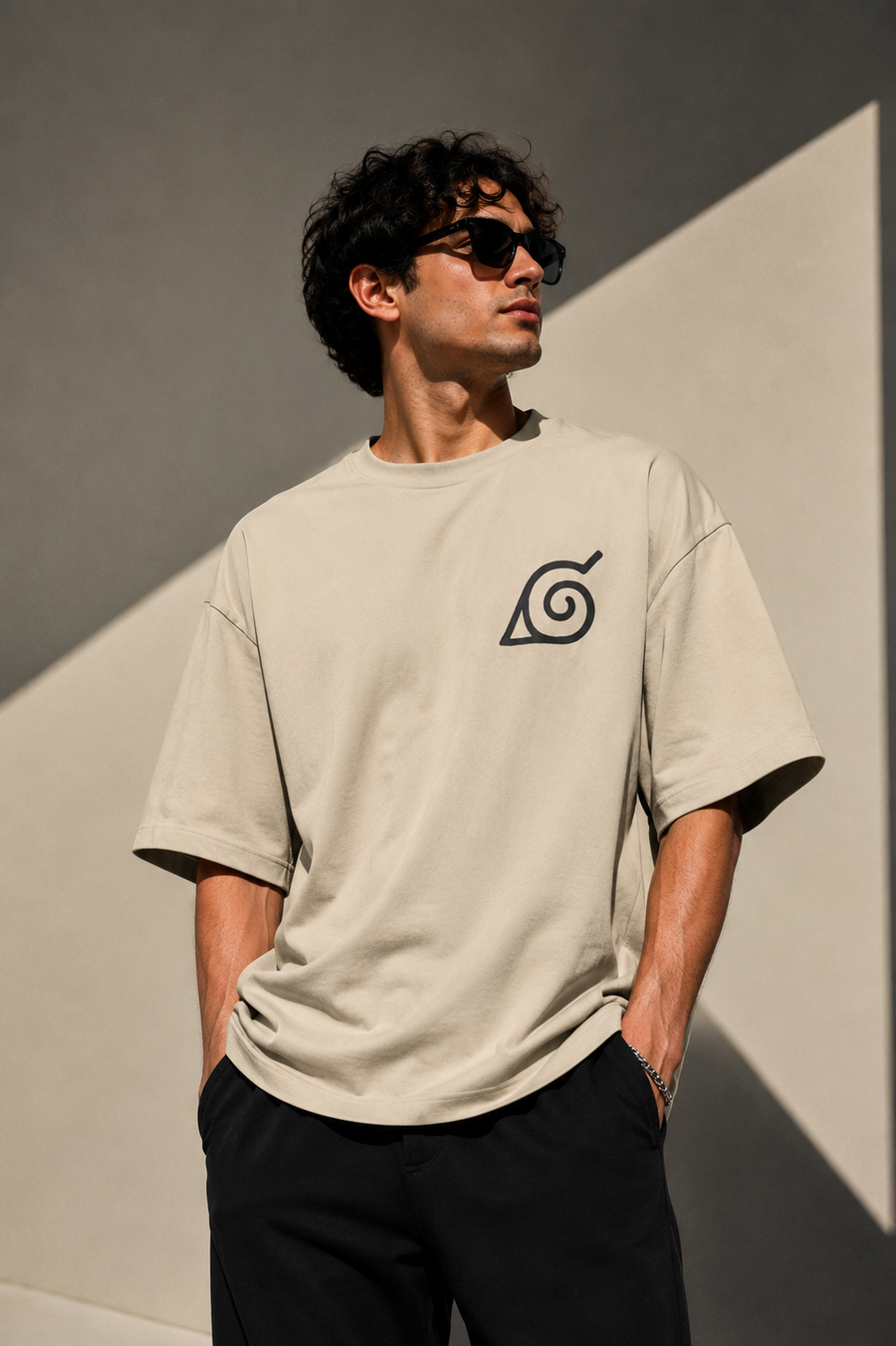 B/w Naruto Oversized Tshirt