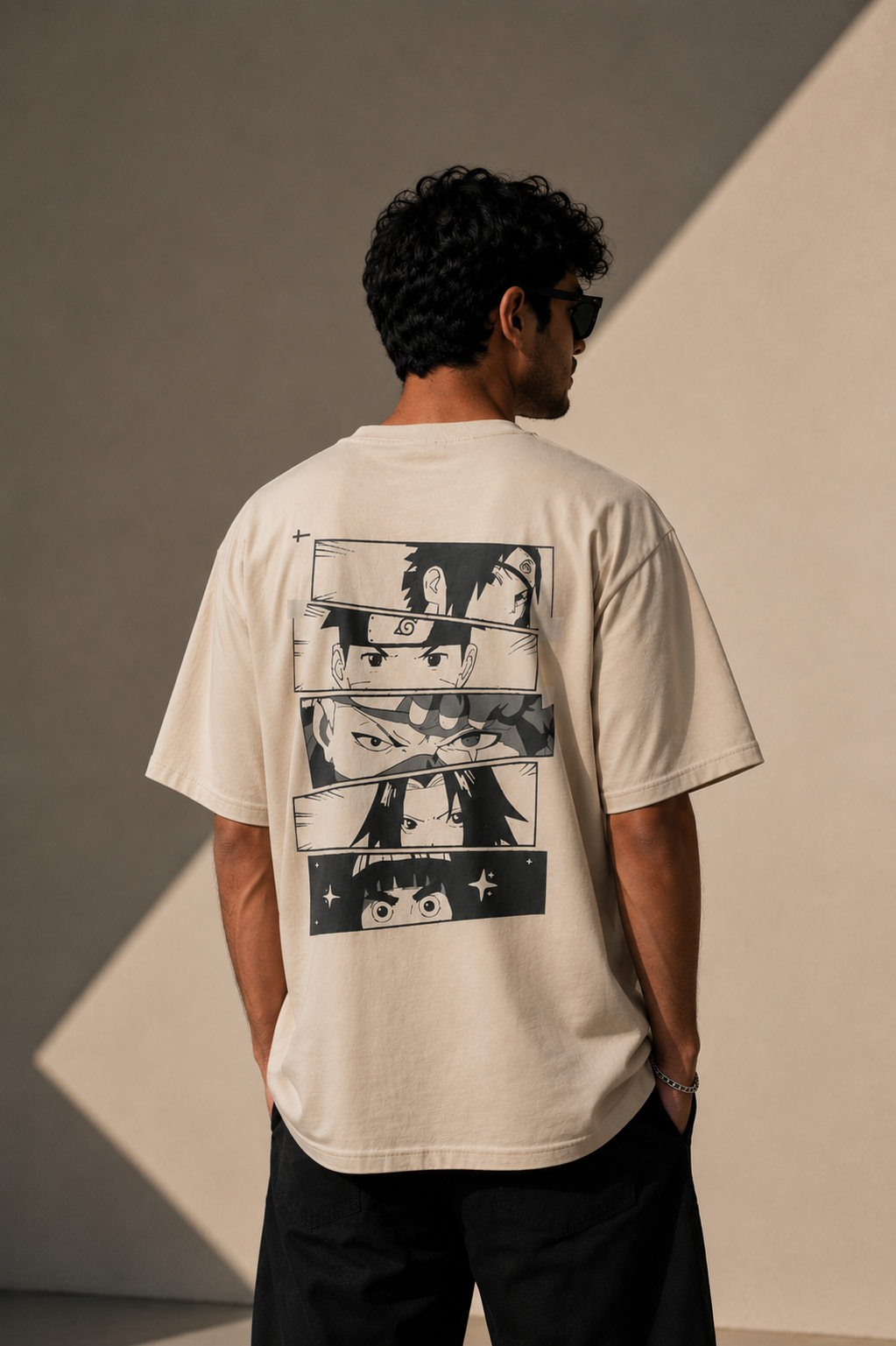 B/w Naruto Oversized Tshirt