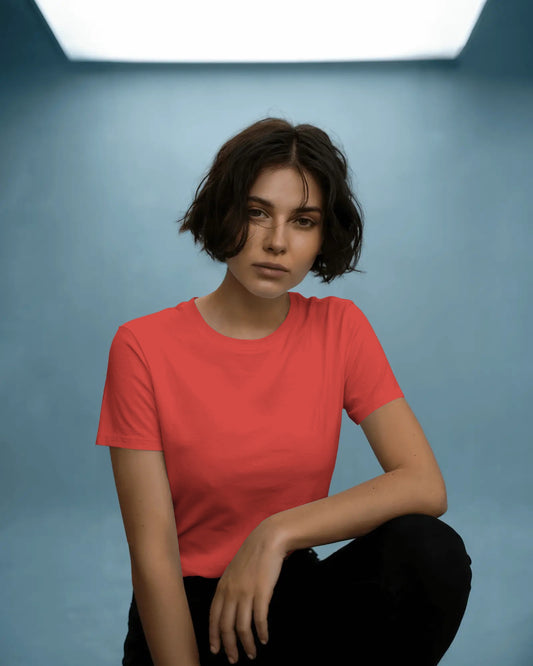 Coral Red Regular Women T-Shirt