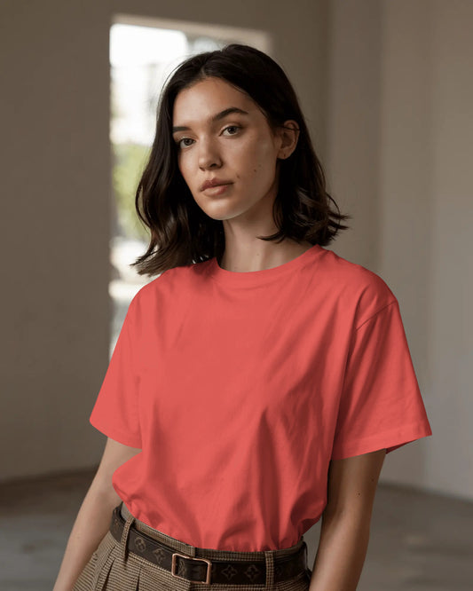 Coral Red Regular Women T-Shirt