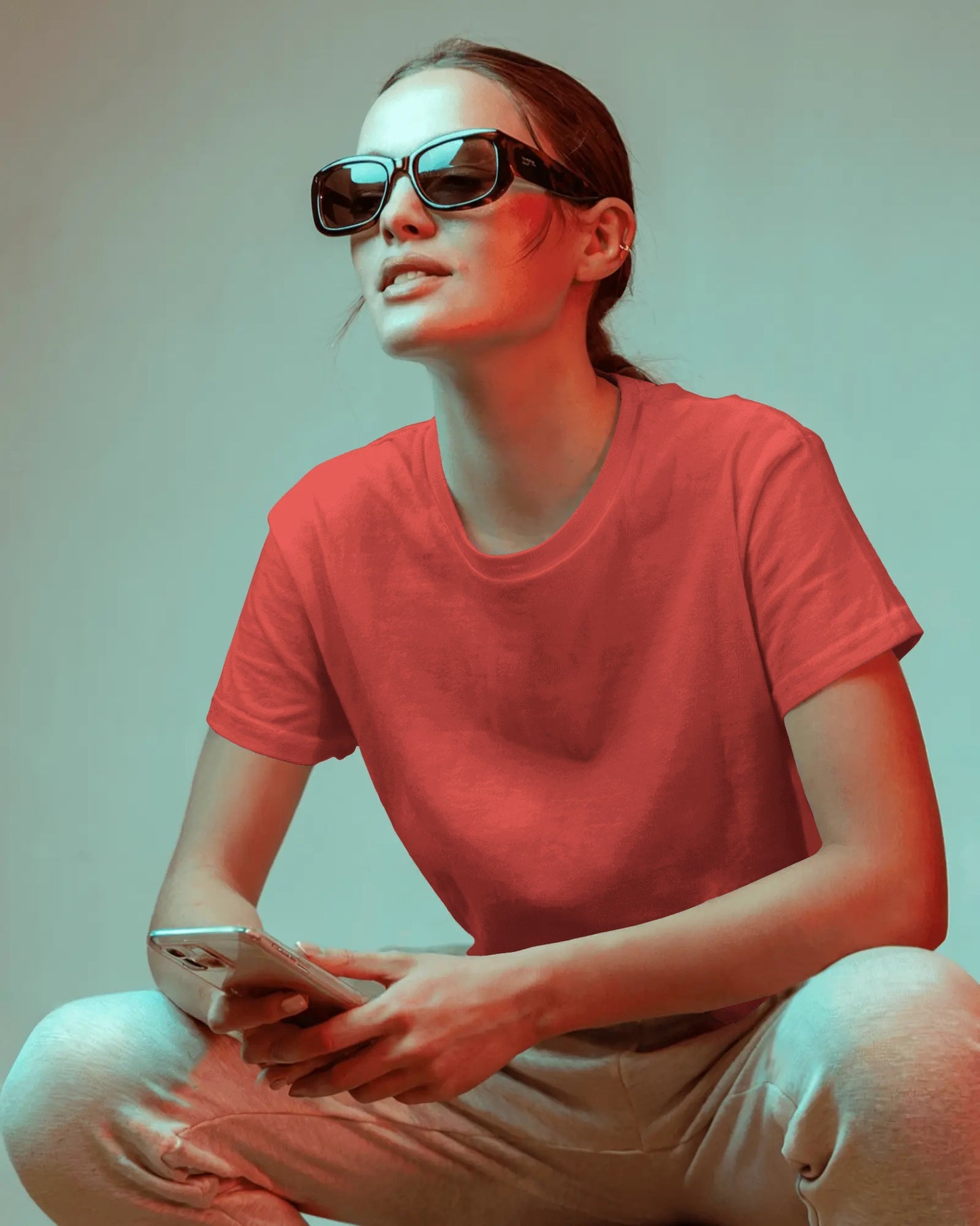 Coral Red Regular Women T-Shirt