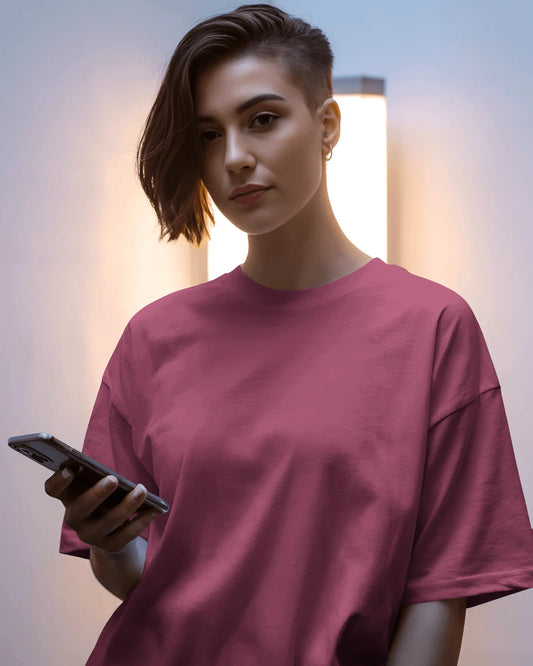 Dark Raspberry Oversized Women T-Shirt
