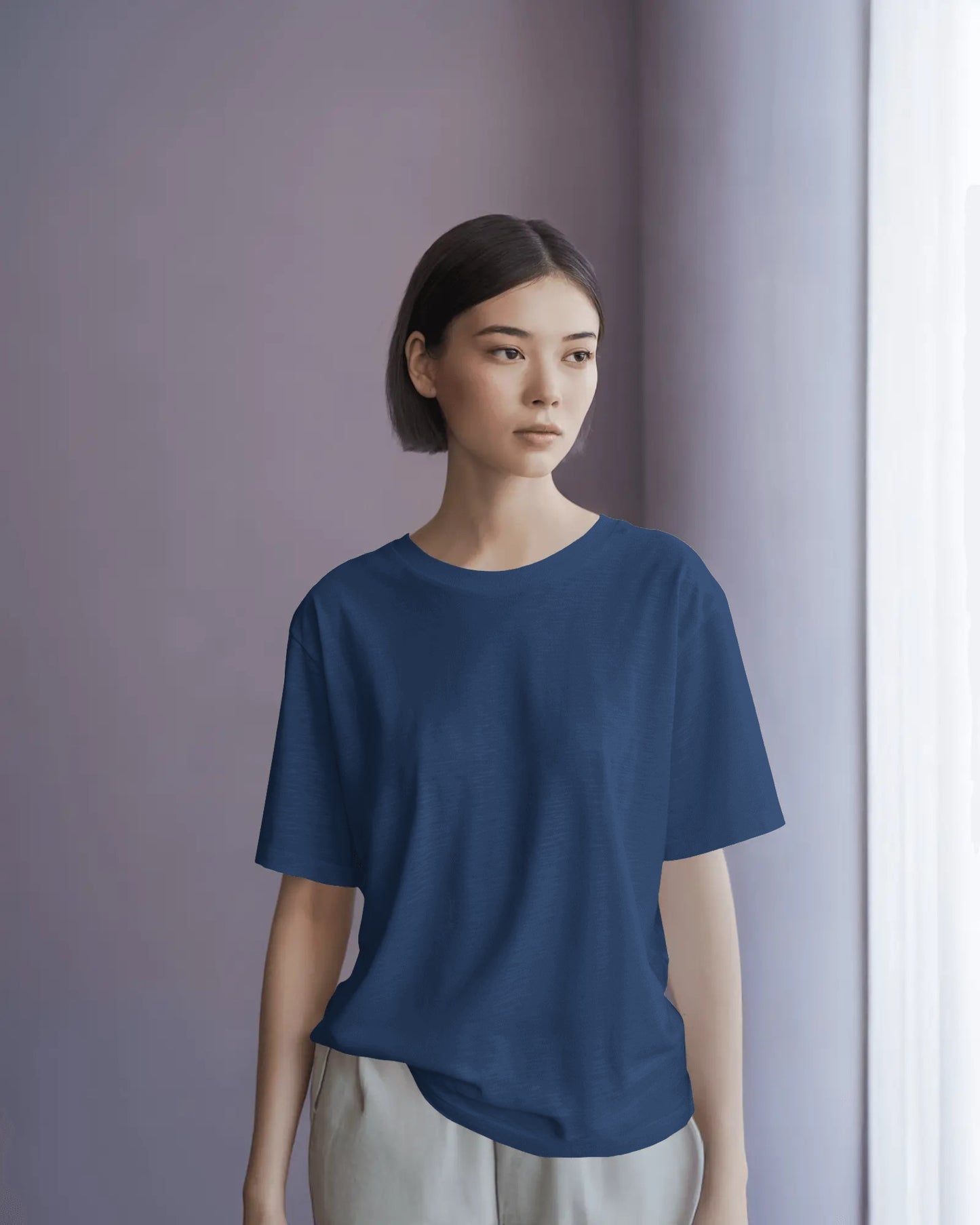 Deep Navy Blue Oversized Women T-Shirt