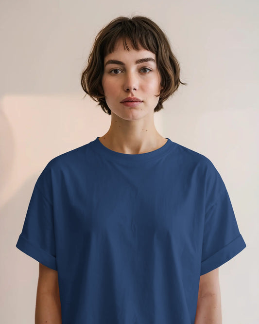 Deep Navy Blue Oversized Women T-Shirt