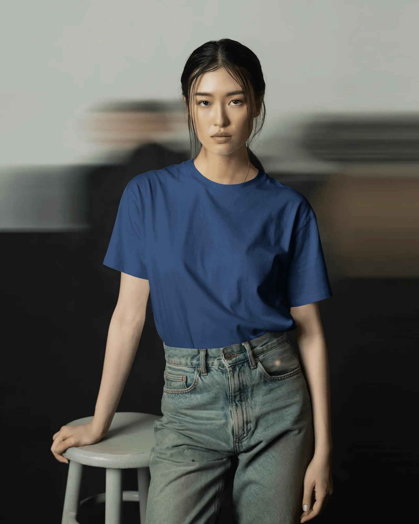 Deep Navy Blue Regular Women T-Shirt