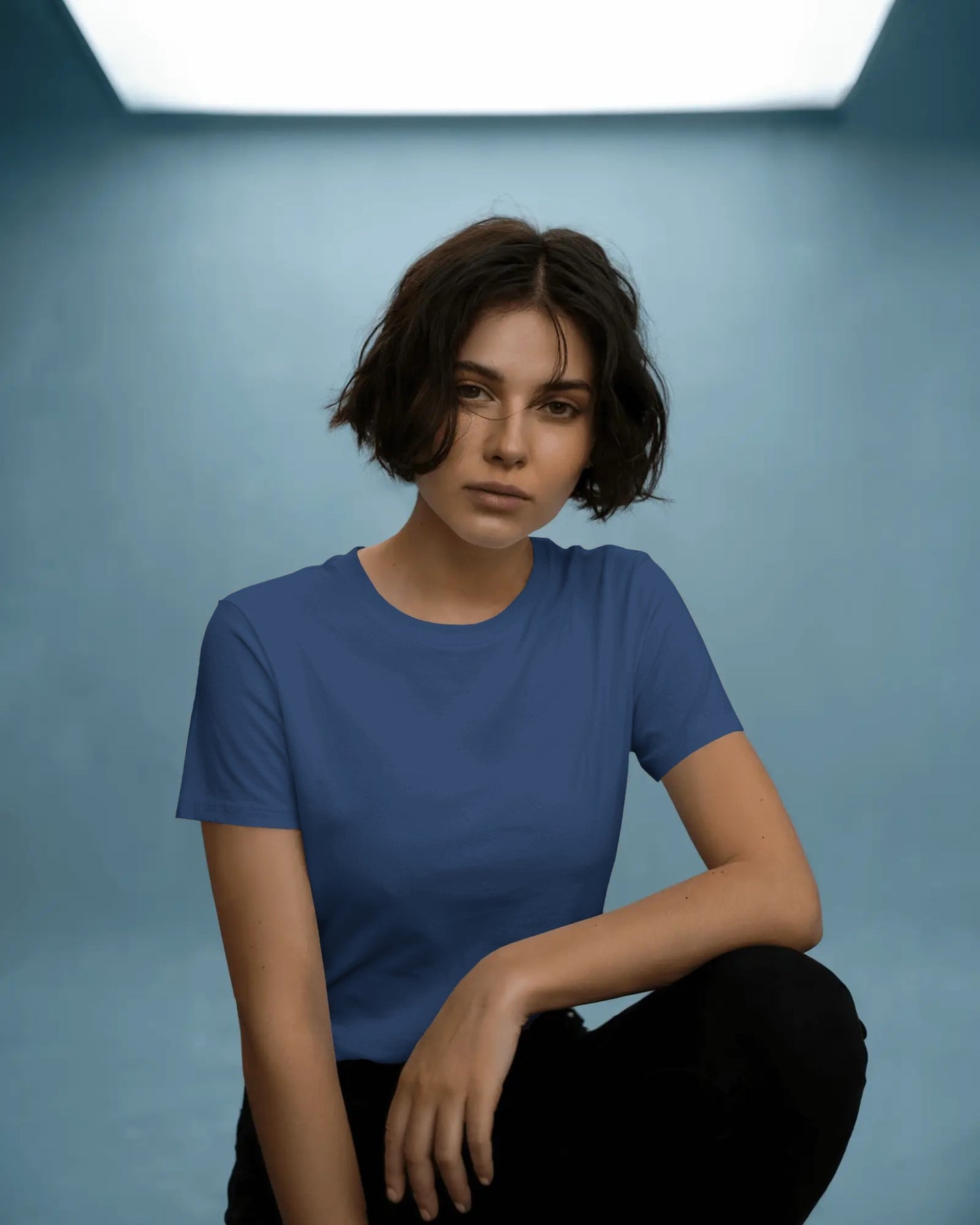Deep Navy Blue Regular Women T-Shirt