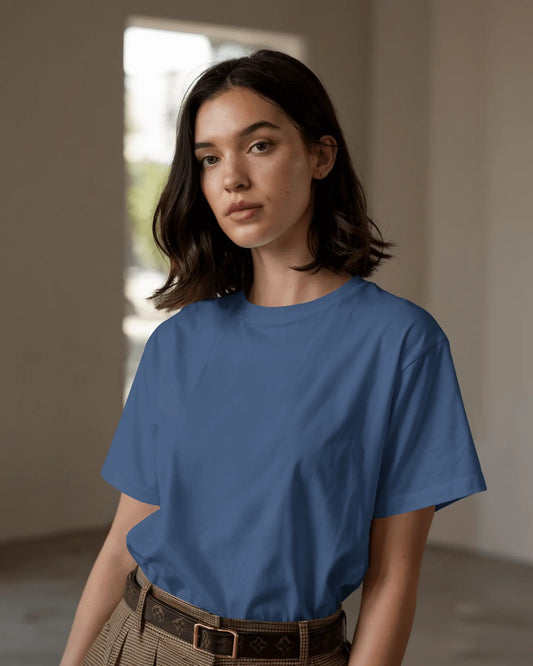 Deep Navy Blue Regular Women T-Shirt