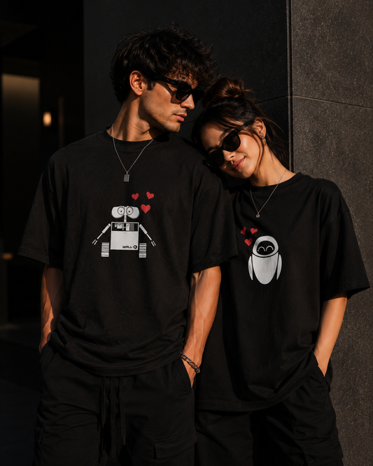 Wall-E & EVE Couple Oversized Tee Combo (Set of 2 | Oversized | 100% Cotton)
