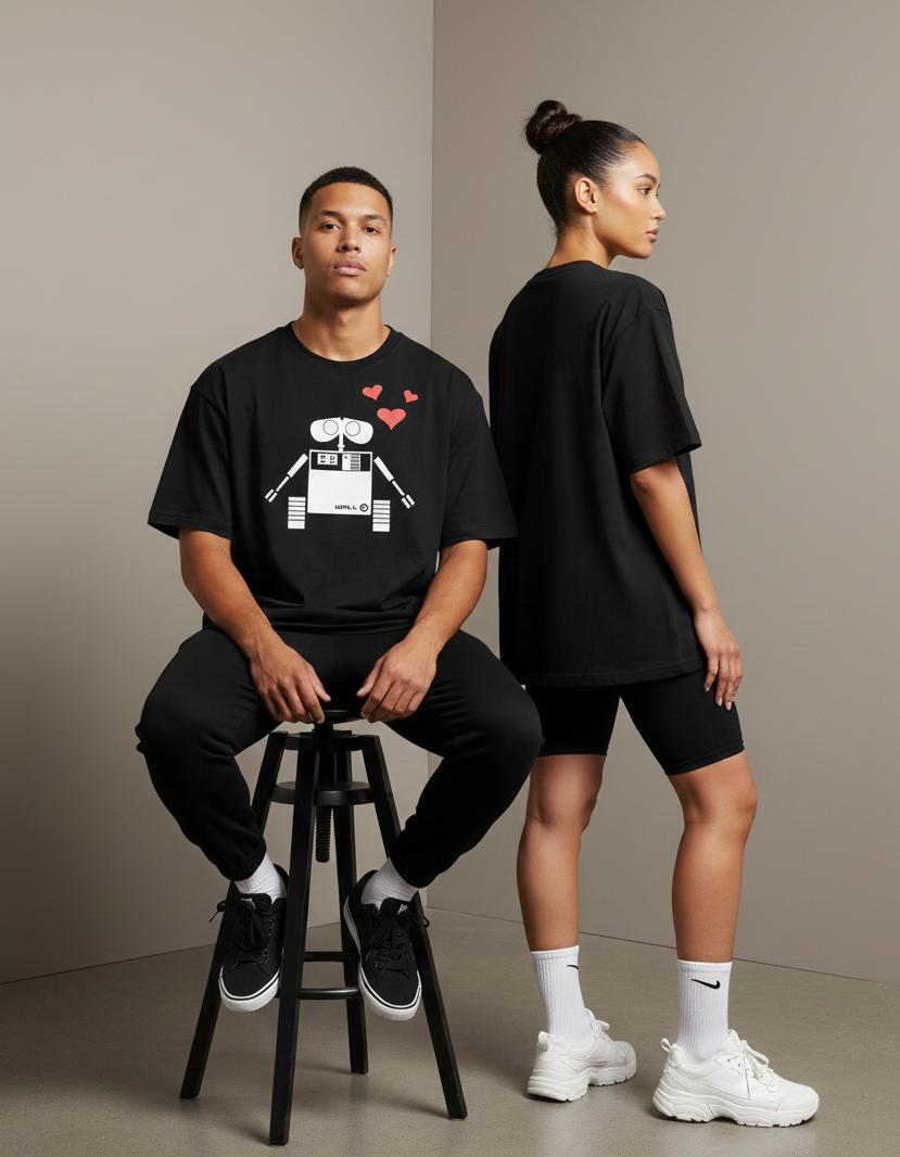 Wall-E & EVE Couple Oversized Tee Combo (Set of 2 | Oversized | 100% Cotton)