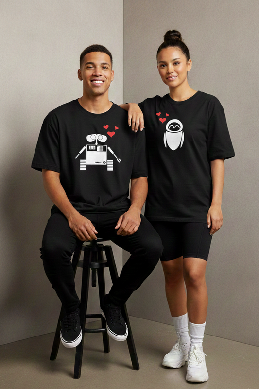 Wall-E & EVE Couple Oversized Tee Combo (Set of 2 | Oversized | 100% Cotton)