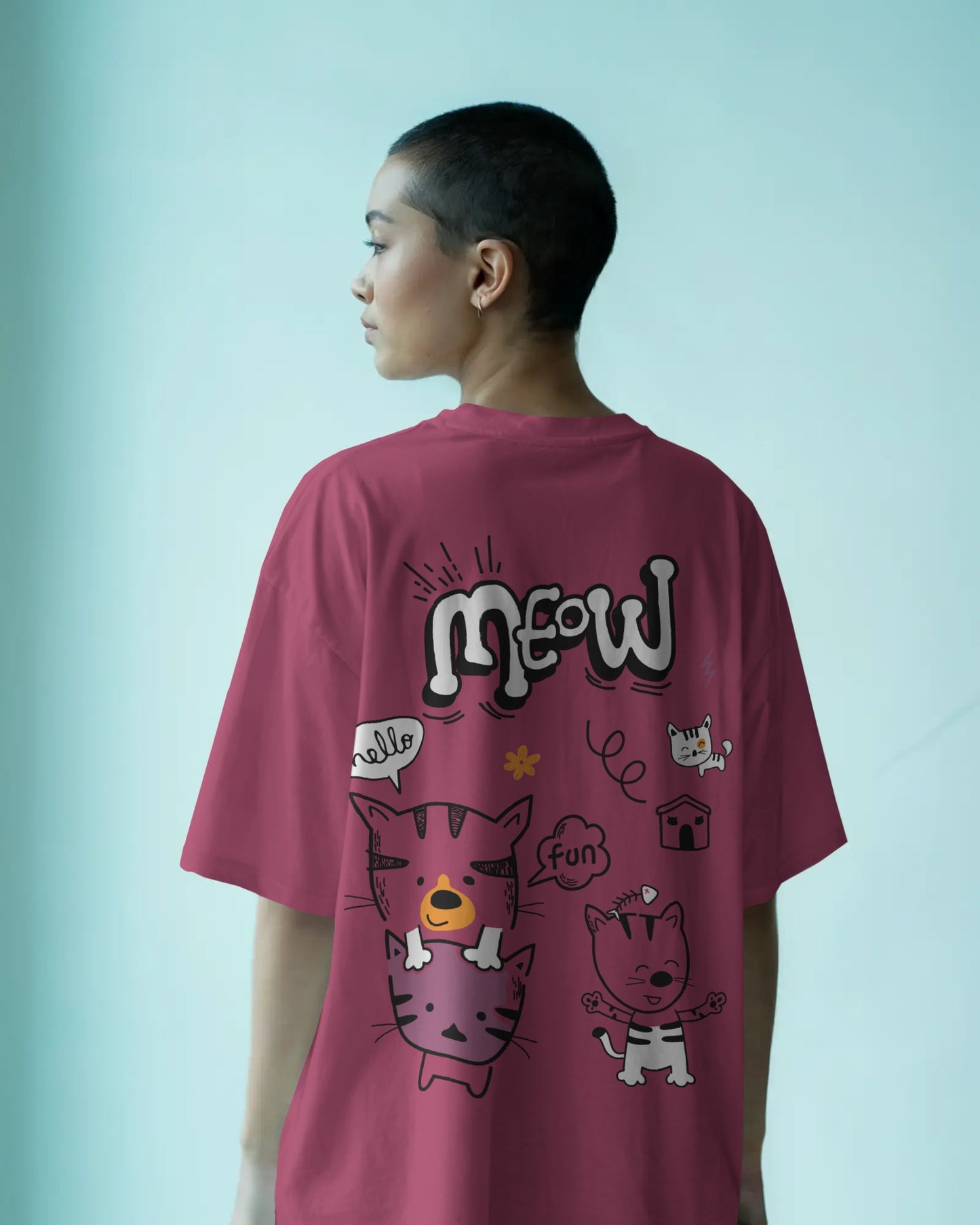 Meow Women Oversized T-Shirt