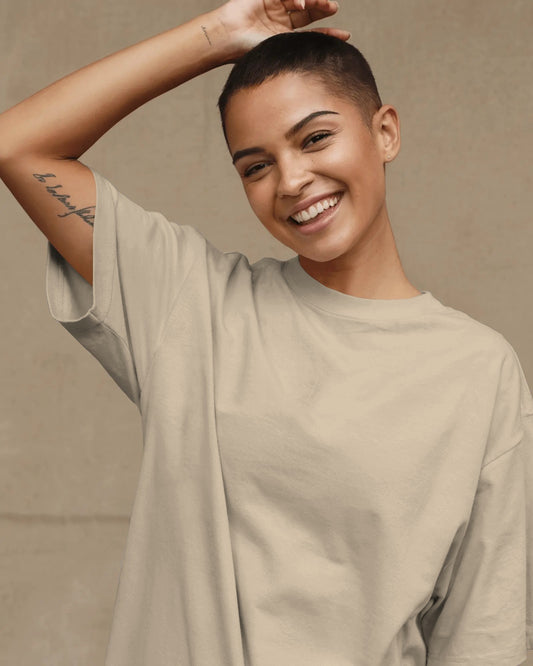 Muted Beige Oversized Women T-Shirt
