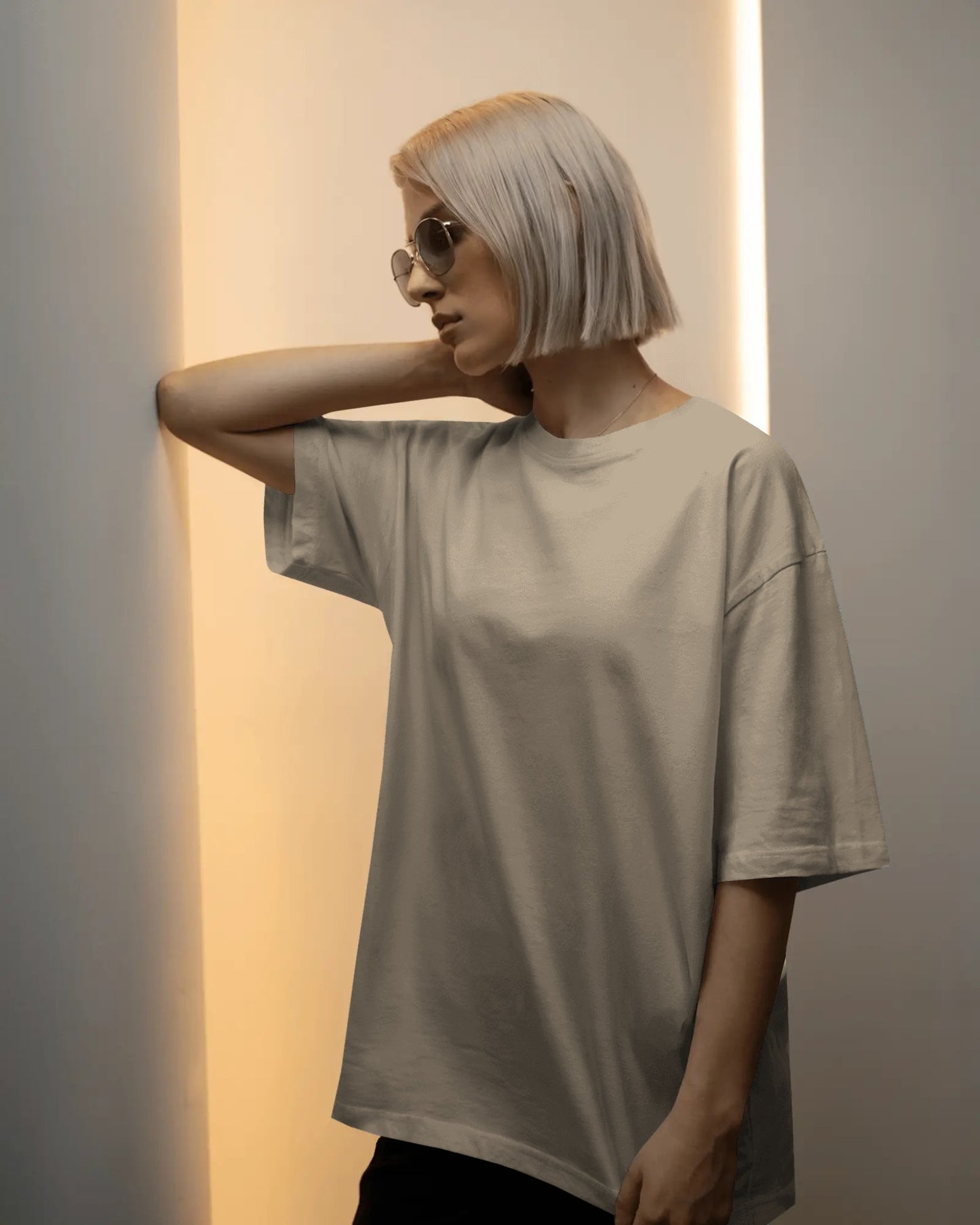 Muted Beige Oversized Women T-Shirt