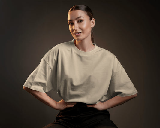 Muted Beige Oversized Women T-Shirt