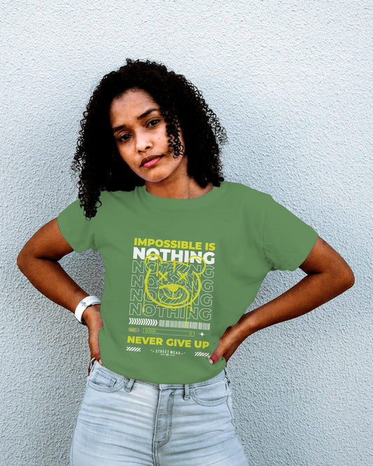 Nothing is Impossible Never Give Up Regular T-Shirt