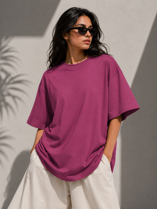 Dark Raspberry Oversized Women T-Shirt