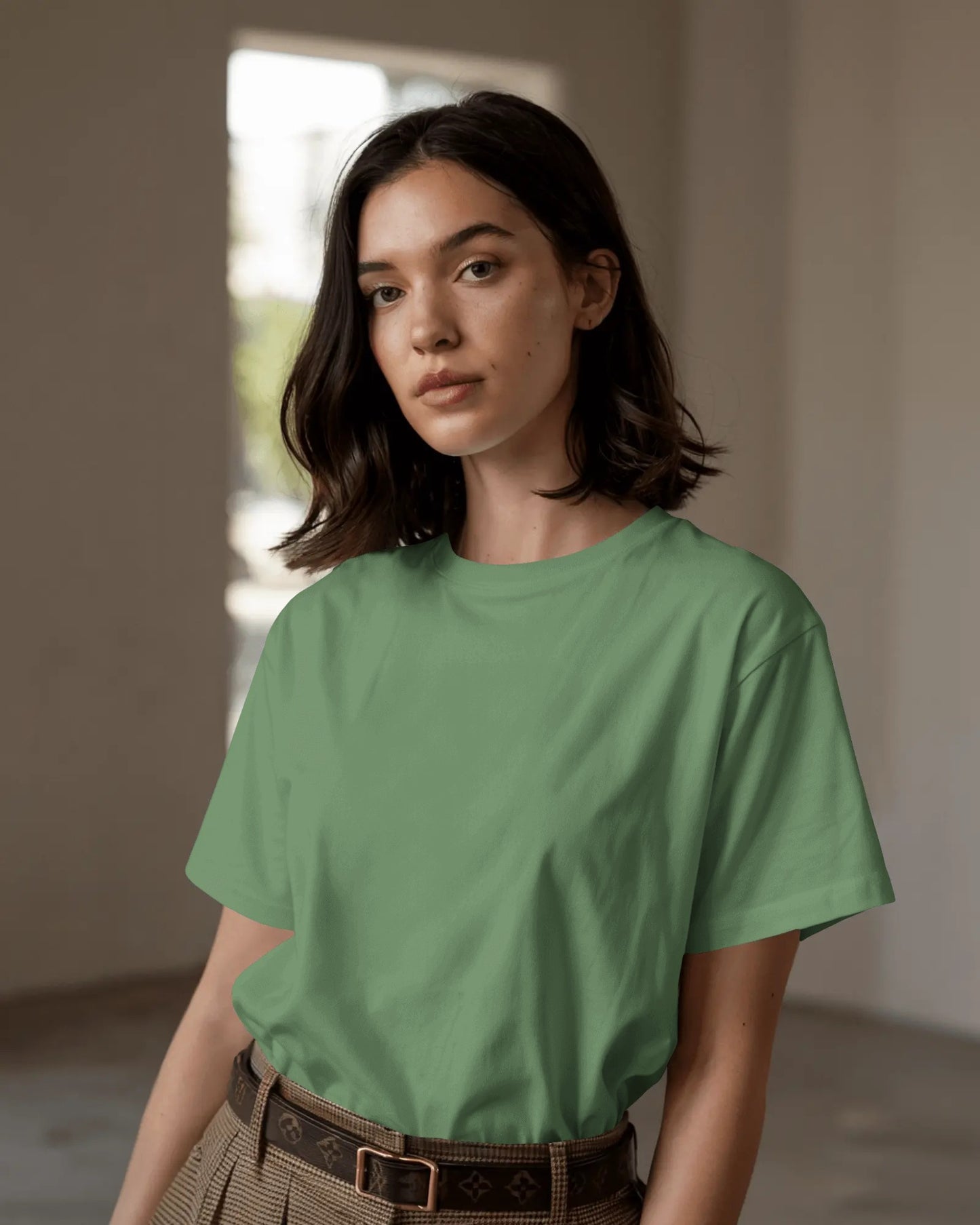 Olive Green Regular Women T-Shirt