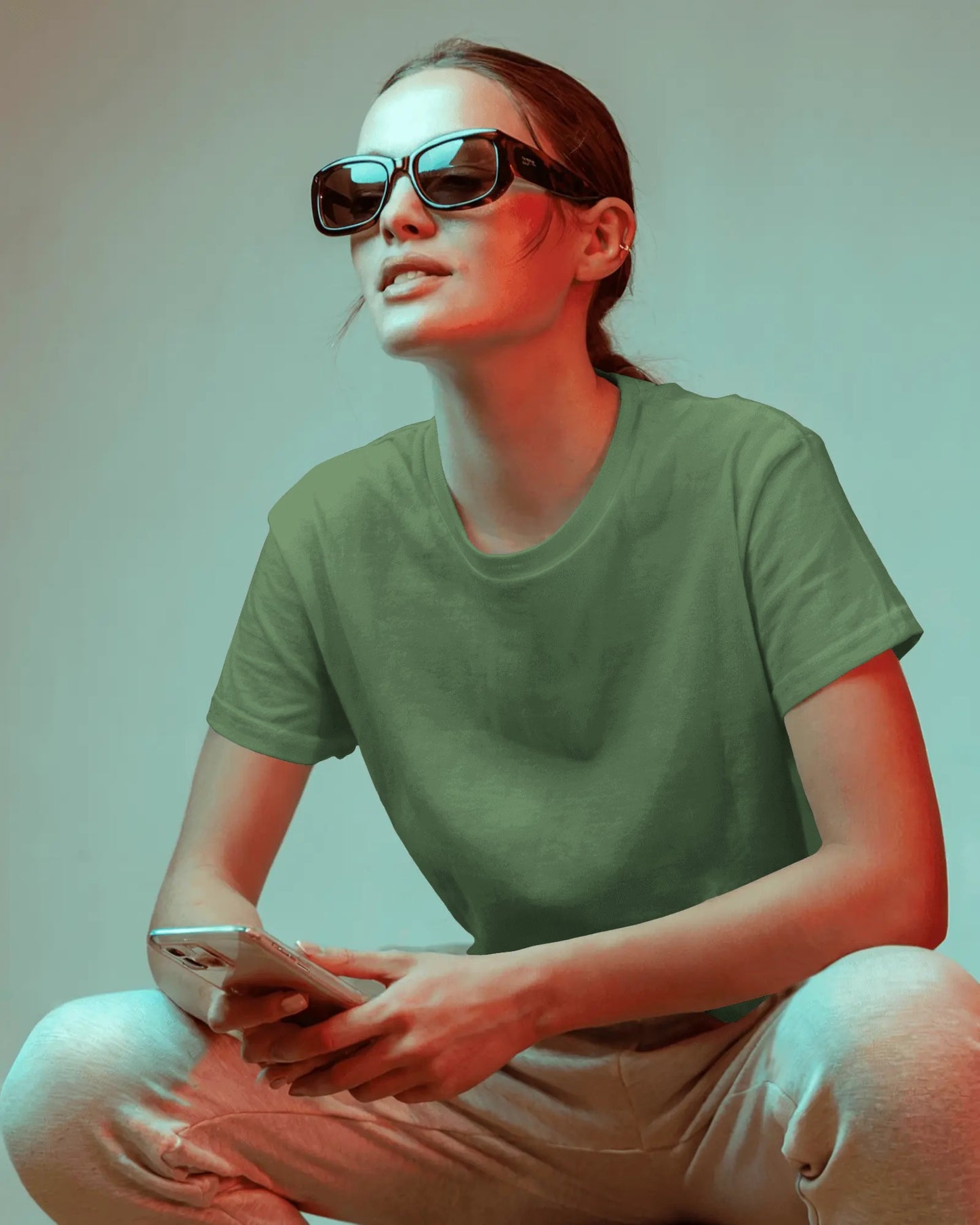 Olive Green Regular Women T-Shirt