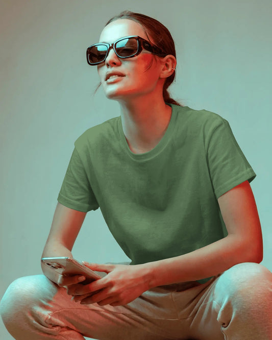 Olive Green Regular Women T-Shirt