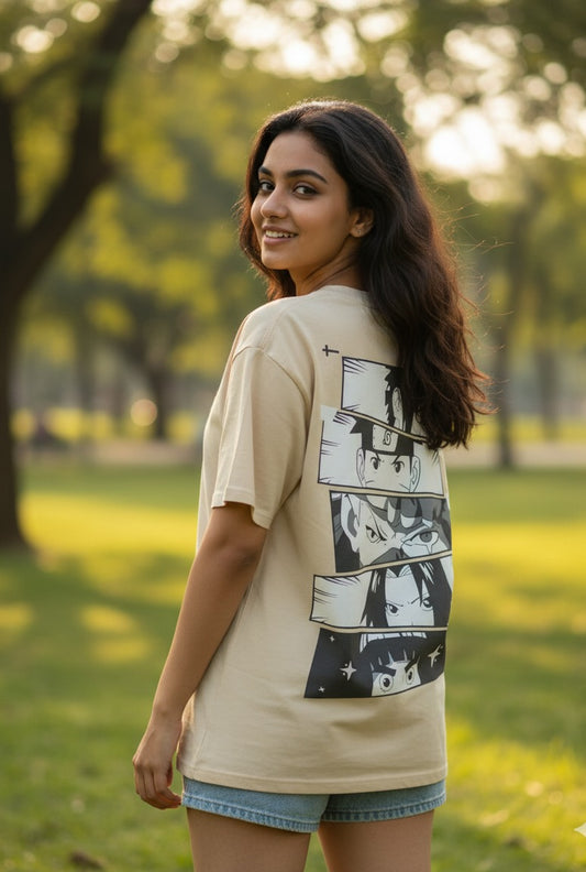 B/w Naruto Women Oversized Tshirt