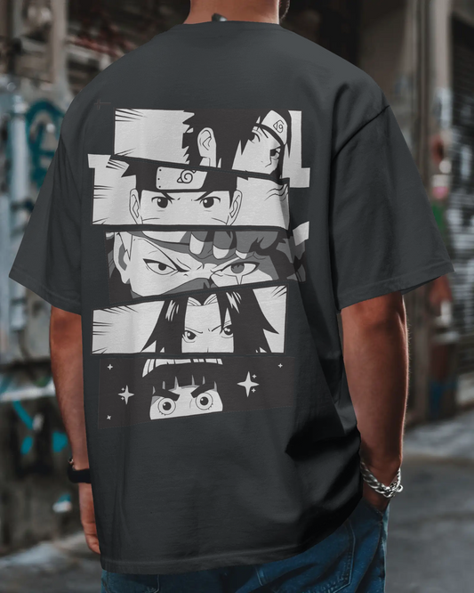 B/w Naruto Oversized Tshirt