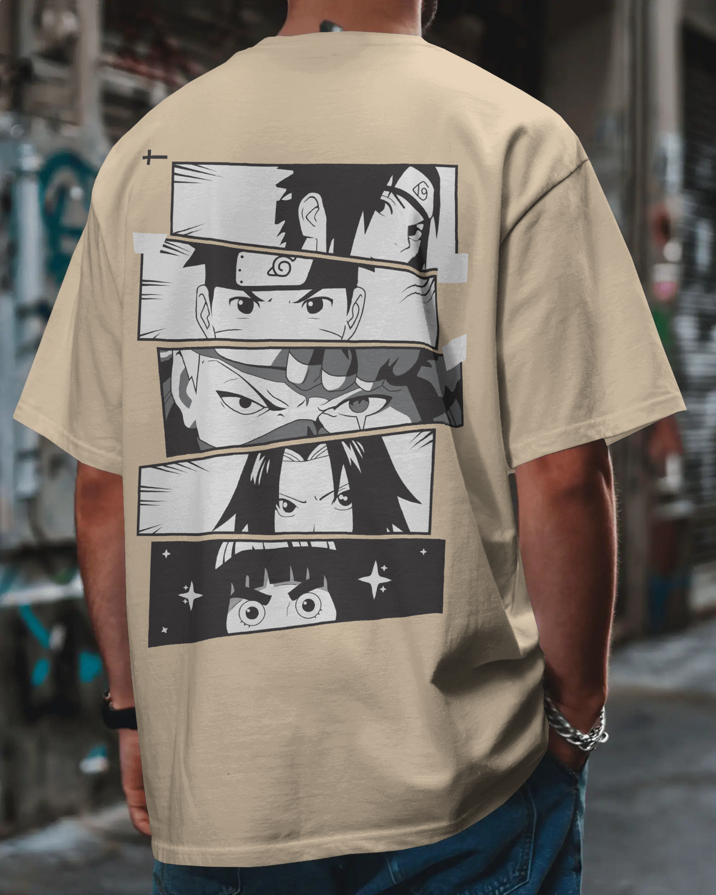 B/w Naruto Oversized Tshirt