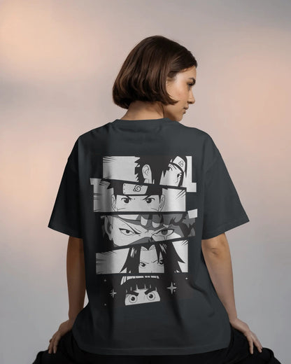 B/w Naruto Women Oversized Tshirt