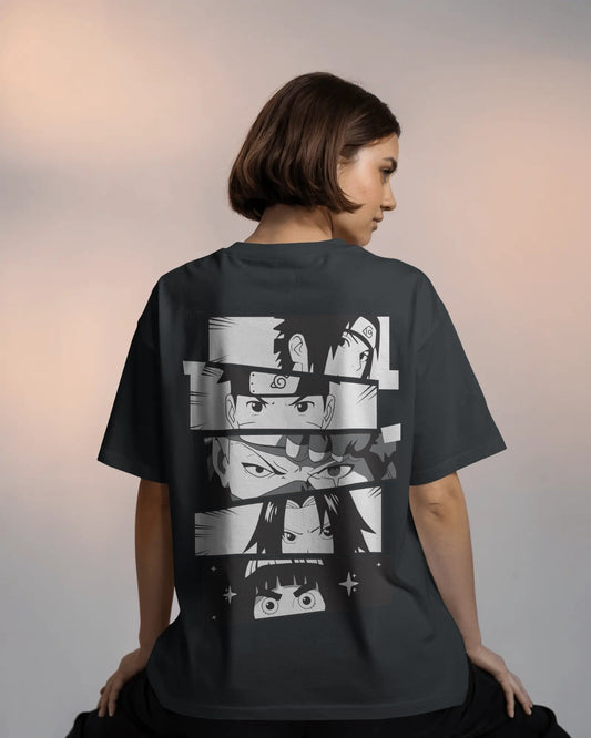 B/w Naruto Women Oversized Tshirt