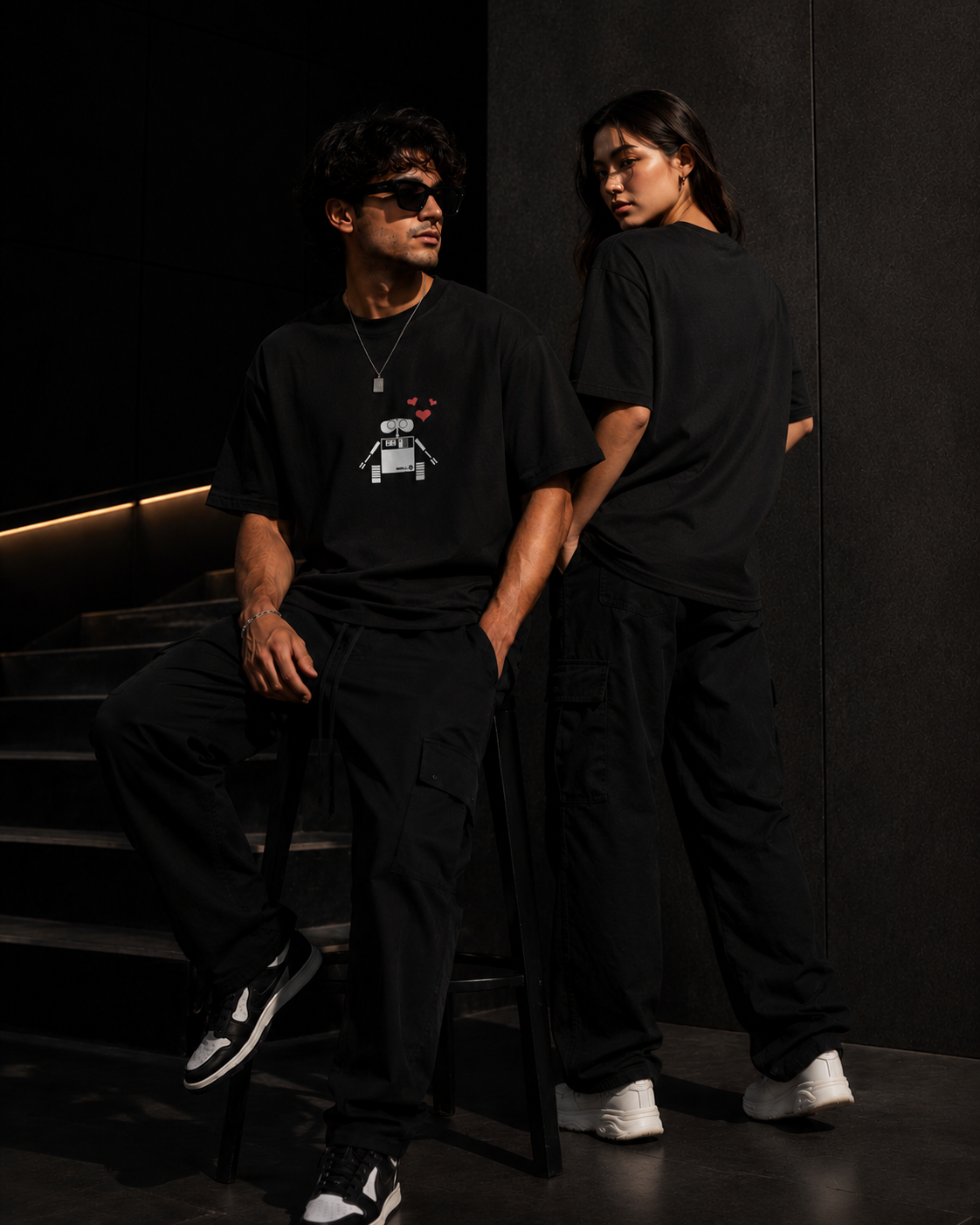 Wall-E & EVE Couple Oversized Tee Combo (Set of 2 | Oversized | 100% Cotton)